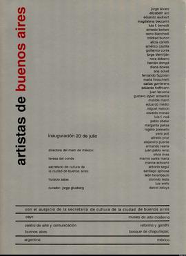 Invitación a la inauguración de la muestra &quot;Artistas de Buenos Aires&quot; realizada en el Museo de Arte Moderno (México)