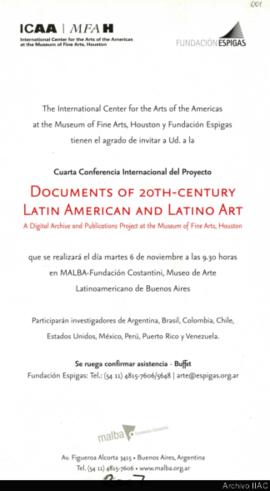 Cuarta Conferencia internacional del proyecto &quot;Documents of 20th-Century Latin American and Latino Art&quot;