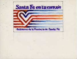 Boceto para cartel de las Líneas Aéreas Santafesinas &quot;Santa Fe en tu corazón&quot;