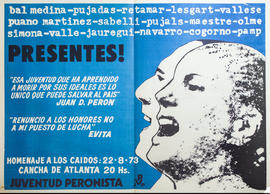 Afiche político de convocatoria de la Juventud Peronista &quot;Presentes!&quot;