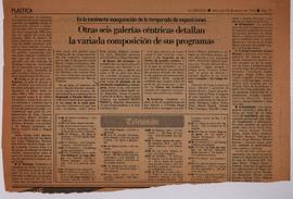 Agenda de actividades del diario La Opinión &quot;Otras seis galerías céntricas detallan la varia...
