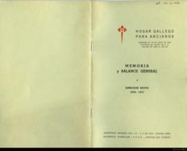 Memoria y balance general del Hogar Gallego para Ancianos, ejercicio 1970-1971