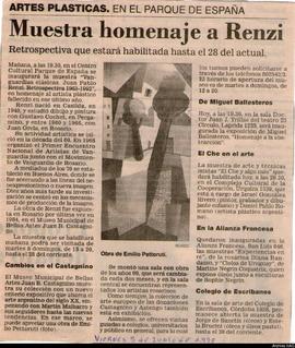 Aviso de exposición del diario La Capital titulado &quot;Muestra homenaje a Renzi&quot;