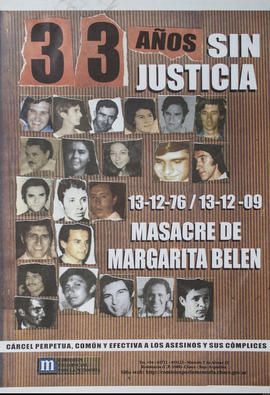 Afiche político conmemorativo de la Comisión Provincial por la Memoria &quot;33 años sin justicia...
