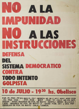 Afiche político de convocatoria de Madres de Plaza de Mayo &quot;No a la impunidad...&quot;