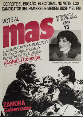 Afiche de campaña electoral del Movimiento al Socialismo &quot;Vote al MAS&quot;