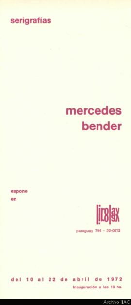 Folleto de la exposición &quot;Mercedes Bender: serigrafías&quot;