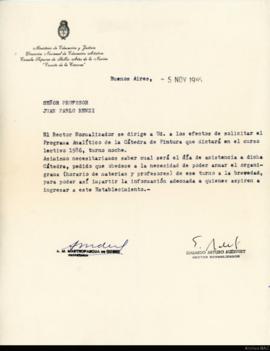 Carta de Eduardo Arturo Audivert a Juan Pablo Renzi