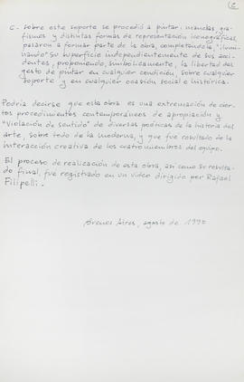 Descripción de Juan Pablo Renzi sobre la instalación &quot;Superficies iluminadas&quot; (copia incompleta)