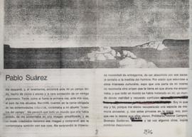 Página de un folleto de una exposición de Pablo Suárez [reseña autobiográfica de Pablo Suárez] (c...