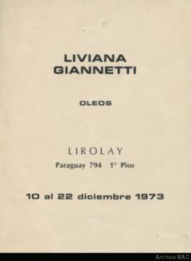 Folleto de la exposición &quot;Liviana Giannetti: óleos&quot;