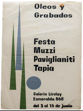 Afiche de exposición “Óleos y Grabados Festa Muzzi Paviglianiti Tapia&quot;