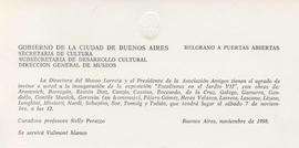 Invitación a la inauguración de la exposición &quot;Esculturas en el jardín VII&quot; realizada en el Museo de Arte Español Enrique Larreta