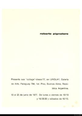 Folleto de la exposición &quot;Roberto Pignataro: Collage-óleos/77&quot;