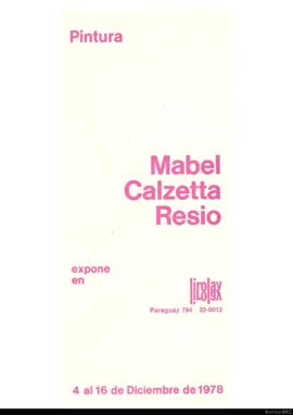 Folleto de la exposición &quot;Mabel Calzetta Resio: pintura&quot;