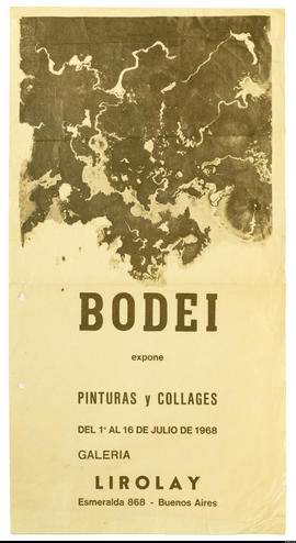 Afiche de exposición “Bodei expone Pinturas y Collages&quot;
