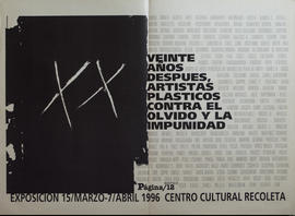 Afiche de exposición de Artistas Plásticos contra el Olvido y la Impunidad &quot;Veinte años desp...