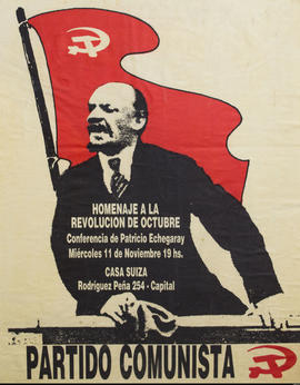 Afiche de convocatoria del Partido Comunista &quot;Homenaje a la Revolución de Octubre&quot;