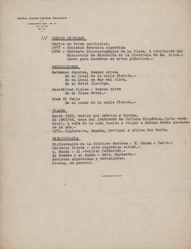 Curriculum vitae &quot;María Juana Heras Velasco&quot; [1957-1971] (folio suelto)