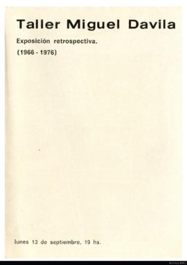 Folleto de la exposición &quot;Taller Miguel Davila: exposición retrospectiva (1966-1976)&quot;