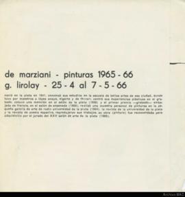 Folleto de la exposición &quot;De Marziani: pinturas 1965-66&quot;