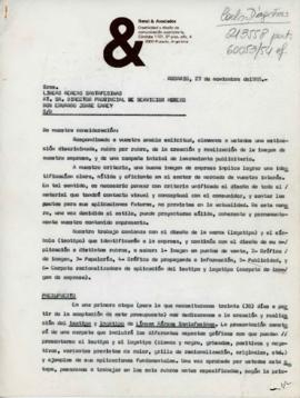 Carta de Renzi &amp; Asociados a Eduardo Jorge Carey, Director Provincial de Servicios Aéreos (co...