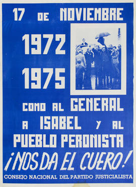 Afiche conmemorativo del Consejo Nacional del Partido Justicialista &quot;17 de noviembre...&quot;