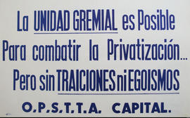 Afiche de la Organización Personal de Supervisión y Técnicos Telefónicos Argentinos &quot;La unid...