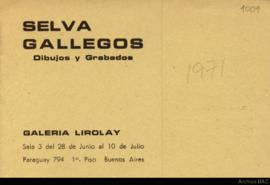 Folleto de la exposición &quot;Selva Gallegos: dibujos y grabados&quot;