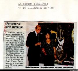 Artículo periodístico del diario La Nación titulado &quot;Por amor al arte argentino&quot;