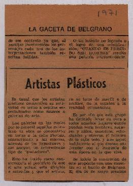 Reseña del diario La Gaceta de Belgrano &quot;Artistas plásticos&quot;