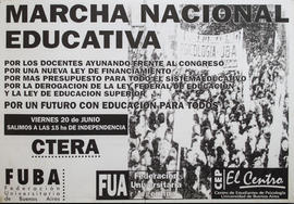 Afiche político de convocatoria de la Federación Universitaria Argentina &quot;Marcha Nacional Ed...