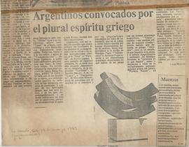 Reseña de César Magrini &quot;Argentinos convocados por el plural espíritu griego&quot; (copia)