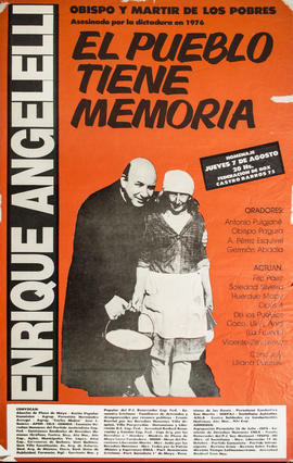 Afiche político de convocatoria de Abuelas de Plaza de Mayo &quot;Enrique Angelelli obispo y mártir de los pobres&quot;