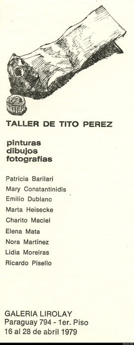 Folleto de la exposición &quot;Taller de Tito Pérez: pinturas, dibujos, fotografías&quot;
