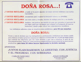 Afiche político de FOETRA &quot;Doña Rosa...!&quot;