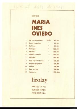 Catálogo de la exposición &quot;María Inés Oviedo&quot;