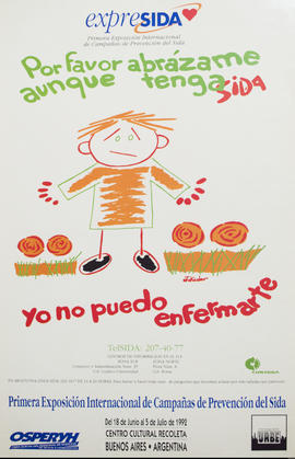 Afiche de exposición &quot;expreSIDA : primera exposición internacional de campañas de prevención del sida&quot; de Fundación Urbe