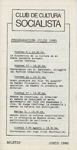 Boletín del &quot;Club de Cultura Socialista&quot;, junio 1990
