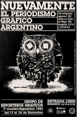 Afiche de exposición fotográfica del Grupo de Reporteros Gráficos &quot;Nuevamente el periodismo gráfico argentino&quot;