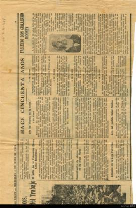Recorte del diario La Razón correspondiente a la edición del 2 de mayo de 1928