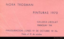 Catálogo de la exposición &quot;Nora Trosman : Pinturas 1970&quot;