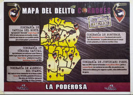 Afiche político de La Poderosa &quot;Mapa del delito cordobés : 39 años después&quot;