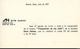 Invitación a la exposición individual de María Juana Heras Velasco &quot;Transposición de una señal&quot; realizada en Galería Arte Nuevo