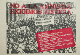Afiche político de convocatoria de Abuelas de Plaza de Mayo &quot;No a la amnistía : exigimos justicia&quot;