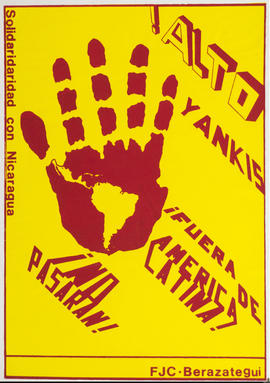 Afiche de la Federación Juvenil Comunista de Berazategui &quot;Solidaridad con Nicaragua&quot;
