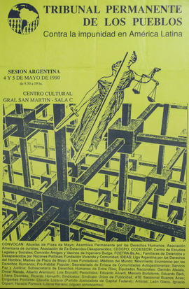 Afiche de convocatoria de Abuelas de Plaza de Mayo &quot;Tribunal Permanente de los Pueblos&quot;