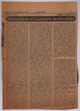 Reseña de Hernández Rosselot &quot;Homenaje en el centenario de Mondrián&quot;