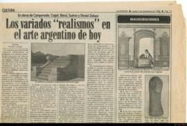 Reseña de Horacio Safons titulada &quot;Los variados &#039;realismos&#039; en el arte argentino de hoy&quot;