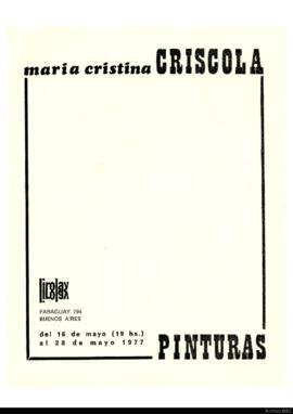 Catálogo de la exposición &quot;María Cristina Criscola: pinturas&quot;